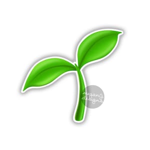 Seedling Emoji Vegan Sticker Vegetarian Car Decal Laptop Decal Cruelty Free Meat Free Vegan Green Leaf Bumper Sticker