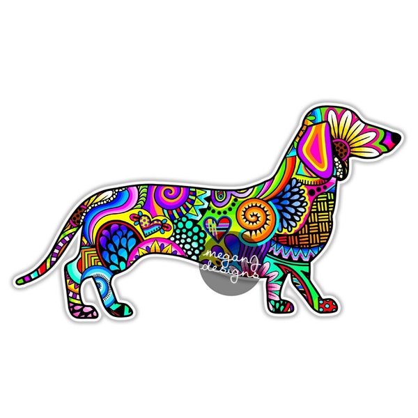 Dachshund Sticker Flowers Etsy