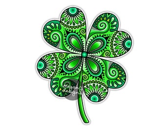 Four Leaf Clover Shamrock Sticker - Colorful Irish Car Decal Laptop Decal Waterproof Sticker St. Patrick's Day Irish