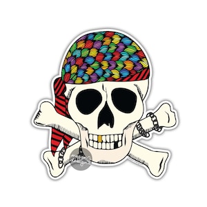 Pirate Skull and Crossbones Sticker - Vinyl Waterproof Bumper Sticker Laptop Decal Arr Pirate Ship Captain Treasure Pirate Decal Boy Sticker