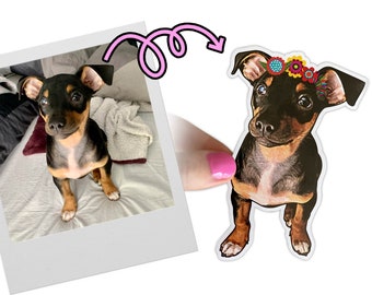 Custom Pet Portrait Sticker Cartoon Car Decal Laptop Sticker Customized Dog Cat Sticker Pet Portrait Art Pack of 3 or 6 Five Inch Stickers
