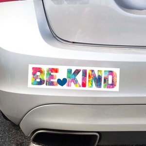 Be Kind Bumper Sticker - 10 Inch Colorful Waterproof Inspirational Car Decal Laptop Decal Heart Words Ipad Sticker Girly Good Vibes Love