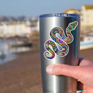 ヘビのラップトップステッカー - カラフルなバンパーステッカー 爬虫類ラップトップデカール ヘビ車用デカール パイソン マルチカラー かわいい ボヘミアン ヒッピーアート