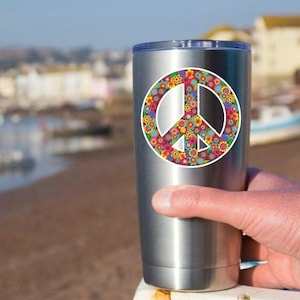 Petit signe de paix floral autocollant fleur colorée ordinateur portable sticker paix symbole vinyle autocollant hippie Boho mignon voiture Sticker autocollant Wall Decal