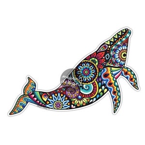 Blue Whale Sticker - Colorful Beach Bumper Sticker Laptop Decal Cute Animal Nautical Ocean Tumbler Sticker Whale Decal Whale Art