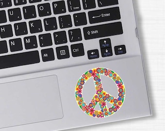 Kleine Blumen Peace Zeichen Aufkleber bunte Blume Laptop Aufkleber Peace Symbol Vinyl Aufkleber Hippie Boho niedlichen Auto Aufkleber Aufkleber Wandtattoo