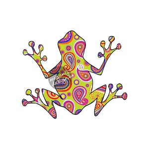 Paisley Tree Frog Decal - Colorful Car Decal Vinyl Bumper Sticker Hippie Boho Laptop Decal Green Pink Blue Purple Cute Car Decal
