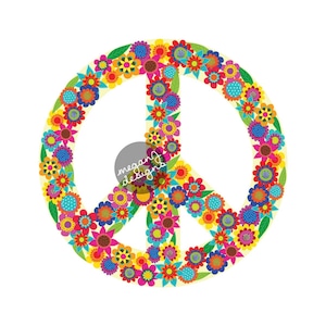 Calcomanía de signo de paz floral - colorido flor coche calcomanía símbolo de paz portátil calcomanía vinilo parachoques pegatina hippie teal turquesa rosa verde amarillo