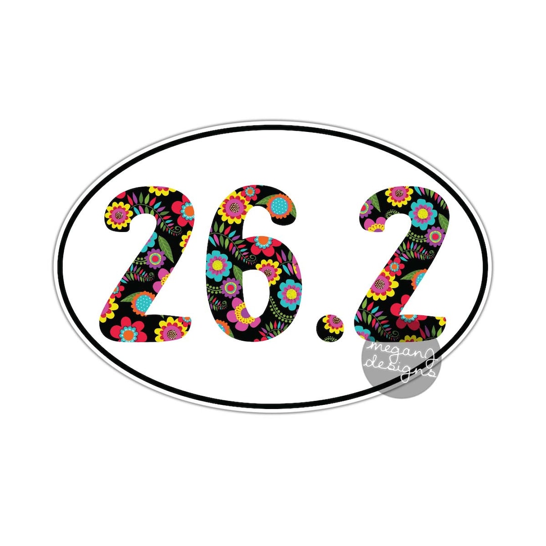 Floral 26.2 Marathon Sticker Runner Marathon Car Decal Oval Vinyl ...