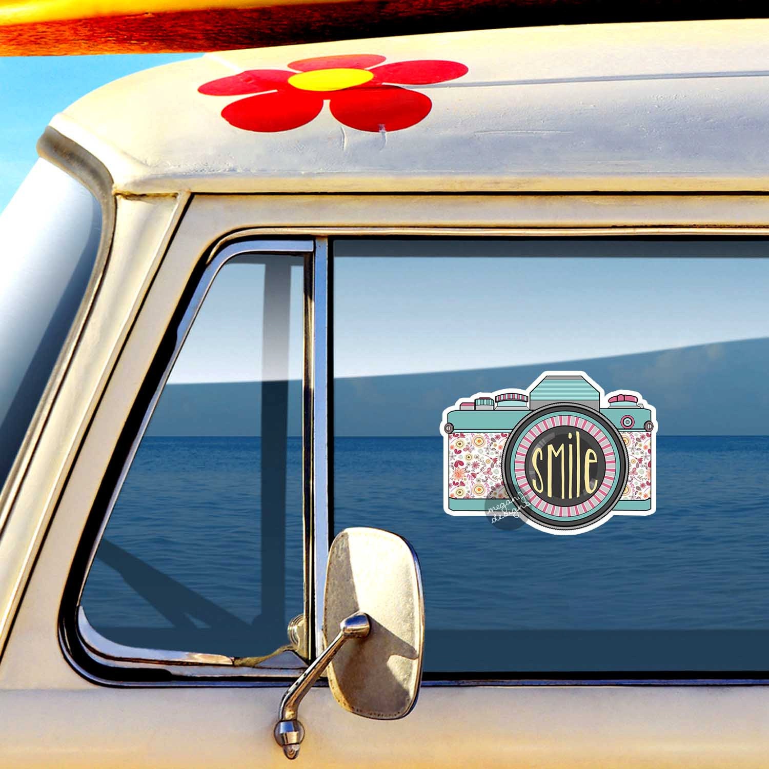 Retro Camera Detailed Sticker Retro Camera Decal - Colorful Vintage Retro Camera Bumper Sticker ...