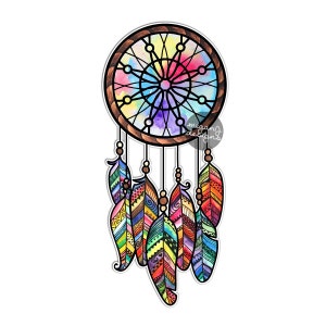 Dreamcatcher Sticker piume variopinte Bumper Sticker Laptop decalcomania auto Cute decalcomania Hippie nativi americani tribali Dream Catcher perline Boho