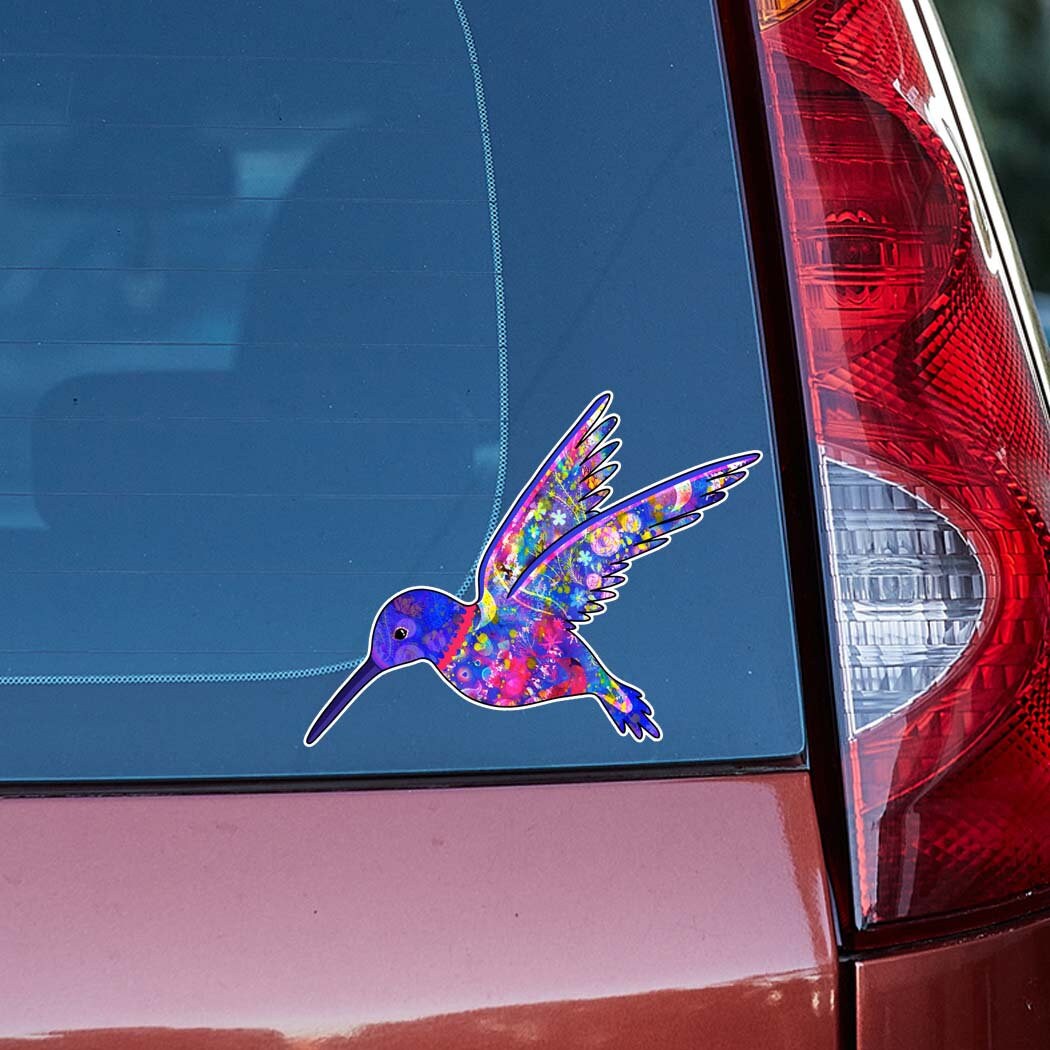 Hummingbird Sticker - Colorful Humming Bird Bumper Sticker Laptop Decal ...