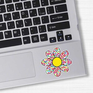 Small Daisy Flower Laptop Decal - Cute Colorful Floral Bumper Sticker Car Decal Red Yellow Blue Hot Pink Lime Green Teal Girly Wall Decal