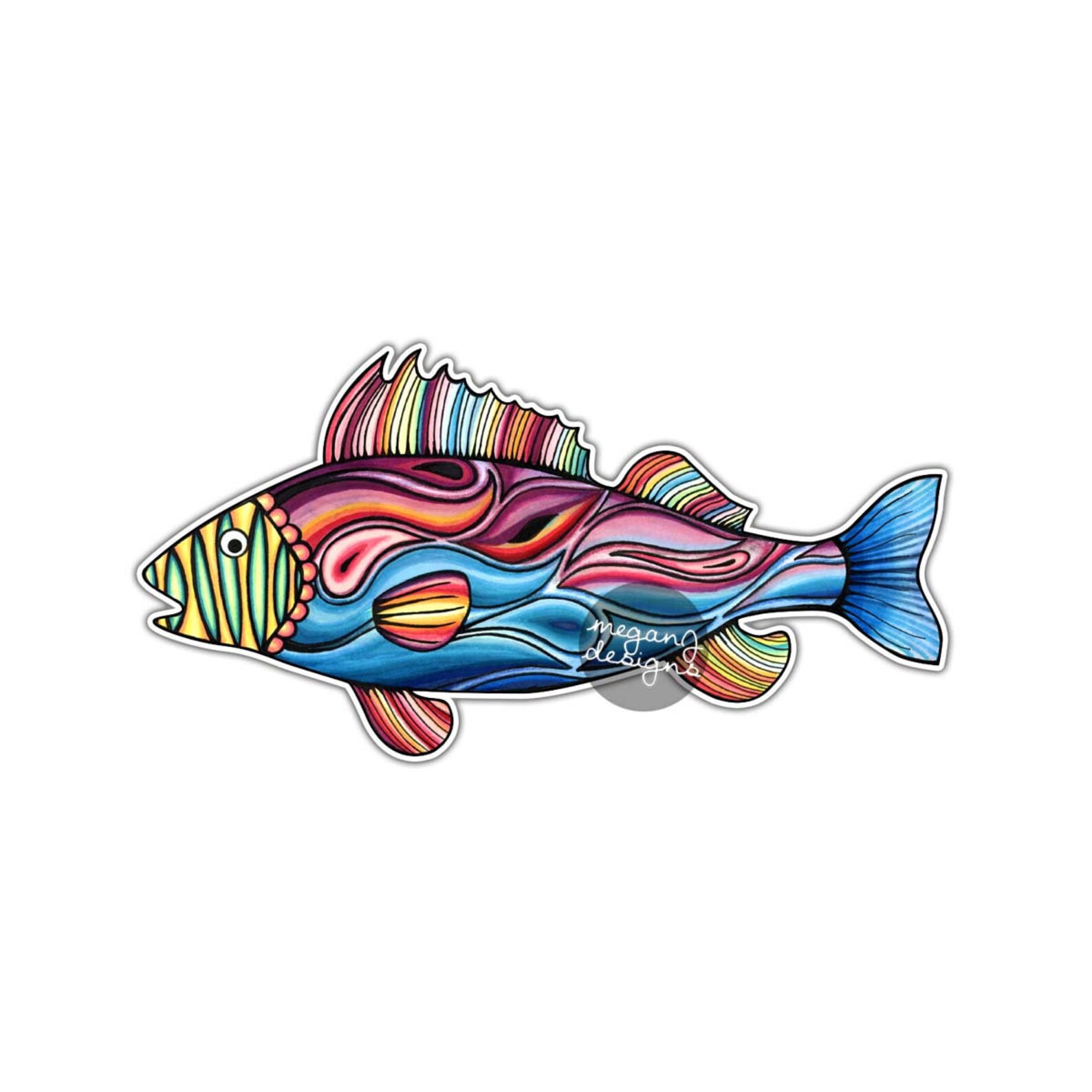 Fish Sticker Colorful Design Bumper Sticker Laptop Decal Car Etsy