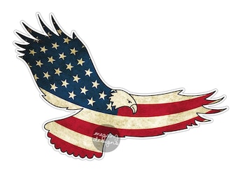 American Flag Eagle Car Decal Sticker: Patriotic USA Bumper Sticker Laptop Decal America Stars Stripes Red White Blue Grunge Men Eagle