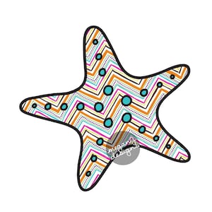 Chevron Starfish Car Decal - Colorful Beach Bumper Sticker Laptop Decal Nautical Ocean Yellow Teal Turquoise Pink Purple Orange