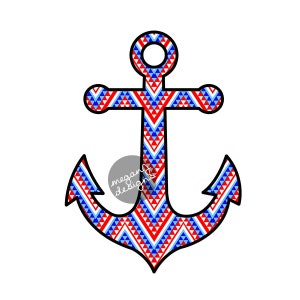 Anchor Car Decal Sticker: Patriotic American Tribal Pattern Cute Nautical Beach Bumper Sticker Laptop Decal Red White Blue