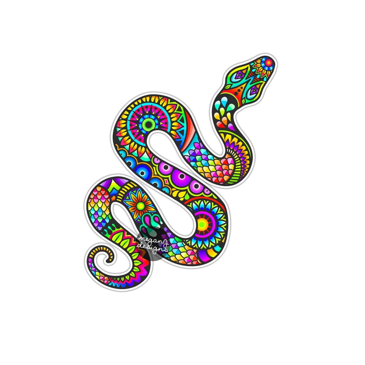 Snake Sticker - Colorful Waterproof Bumper Sticker Reptile Laptop Decal Car Decal Python Multicolor Cute Boho Hippie Animal Art