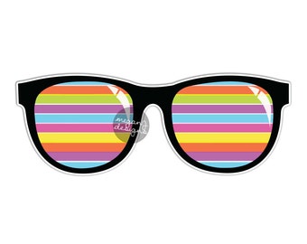 Bande autocollant lunettes de soleil - lunettes de soleil mignon coloré été voiture sticker pare-chocs autocollant ordinateur portable autocollant Sunnies plage Wall Art sticker couleur rayures