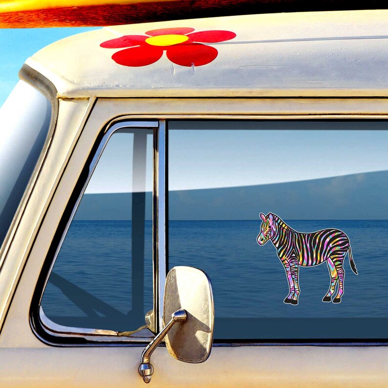 Zebra Car Sticker Colorful Cute Zebra Stripes Cute Car Decal Etsy