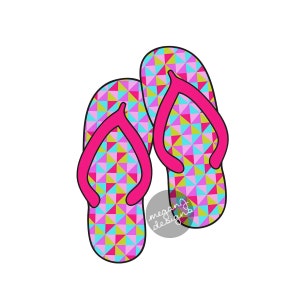 Geometric Flip Flops Car Decal - Colorful Triangle Pattern Flipflop Sandal Bumper Sticker Laptop Beach Decal Lime Green Teal Purple Pink