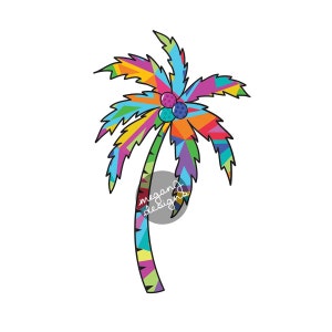 Colorful Palm Tree Decal - Colorful Geometric Triangles Pattern Beach Bumper Sticker Vinyl Car Decal Cute Laptop Decal Orange Purple Pink