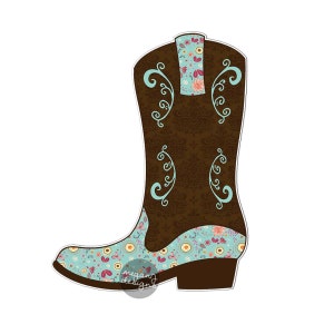 Cowgirl Boot Sticker Car Decal Laptop Decal Bumper Sticker Country Western Boot Boho Cute Car Decal Brown Flowers Teal Horse Cowboy Boots