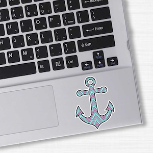 Small Anchor Laptop Sticker - Colorful Tribal Pattern Cute Nautical Beach Bumper Sticker Laptop Decal Pink Blue Teal Wall Decal Chevron
