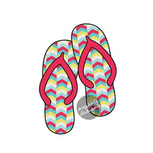 Flip Flops Car Decal - Colorful Tribal Chevron Flipflop Sandal Bumper Sticker Laptop Beach Decal Red Yellow Teal Turquoise
