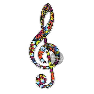 Violinschlüssel-Aufkleber - bunte Design Aufkleber Laptop Aufkleber Auto Aufkleber Laptop Aufkleber Hippie Boho Musik Noten Musiker Höhen Musical