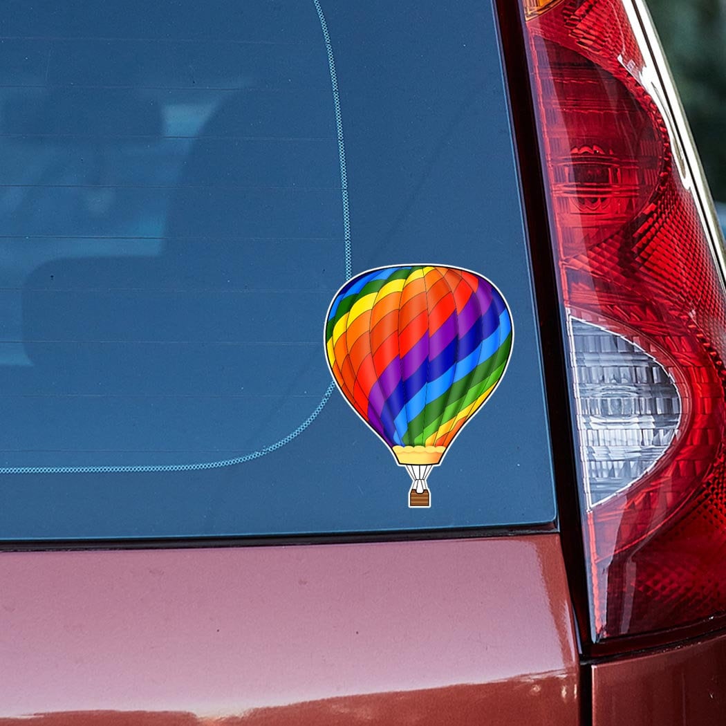 Hot Air Balloon Sticker - Colorful Rainbow Balloon Laptop Decal Bumper ...