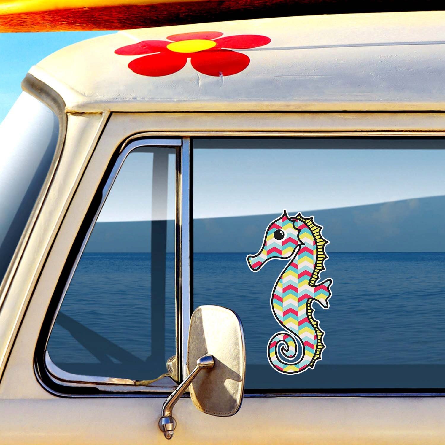 Seahorse Vinyl Sticker Decal - 5x3 Inch Weatherproof Decal For Cars & Laptops
