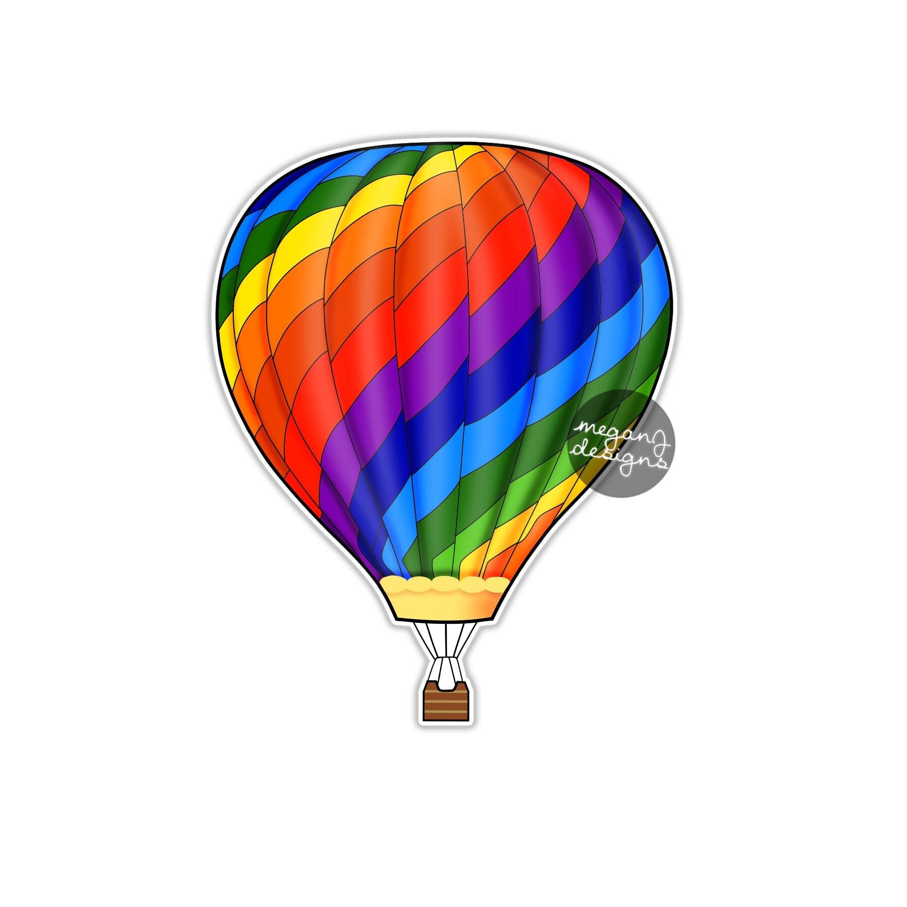 Hot Air Balloon Sticker - Colorful Rainbow Balloon Laptop Decal Bumper ...