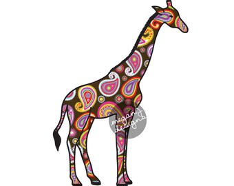 Marrone giraffa auto Decal - Paisley variopinta paraurti adesivi Laptop rosa verde alzavola giallo carino auto Decal animale Decal