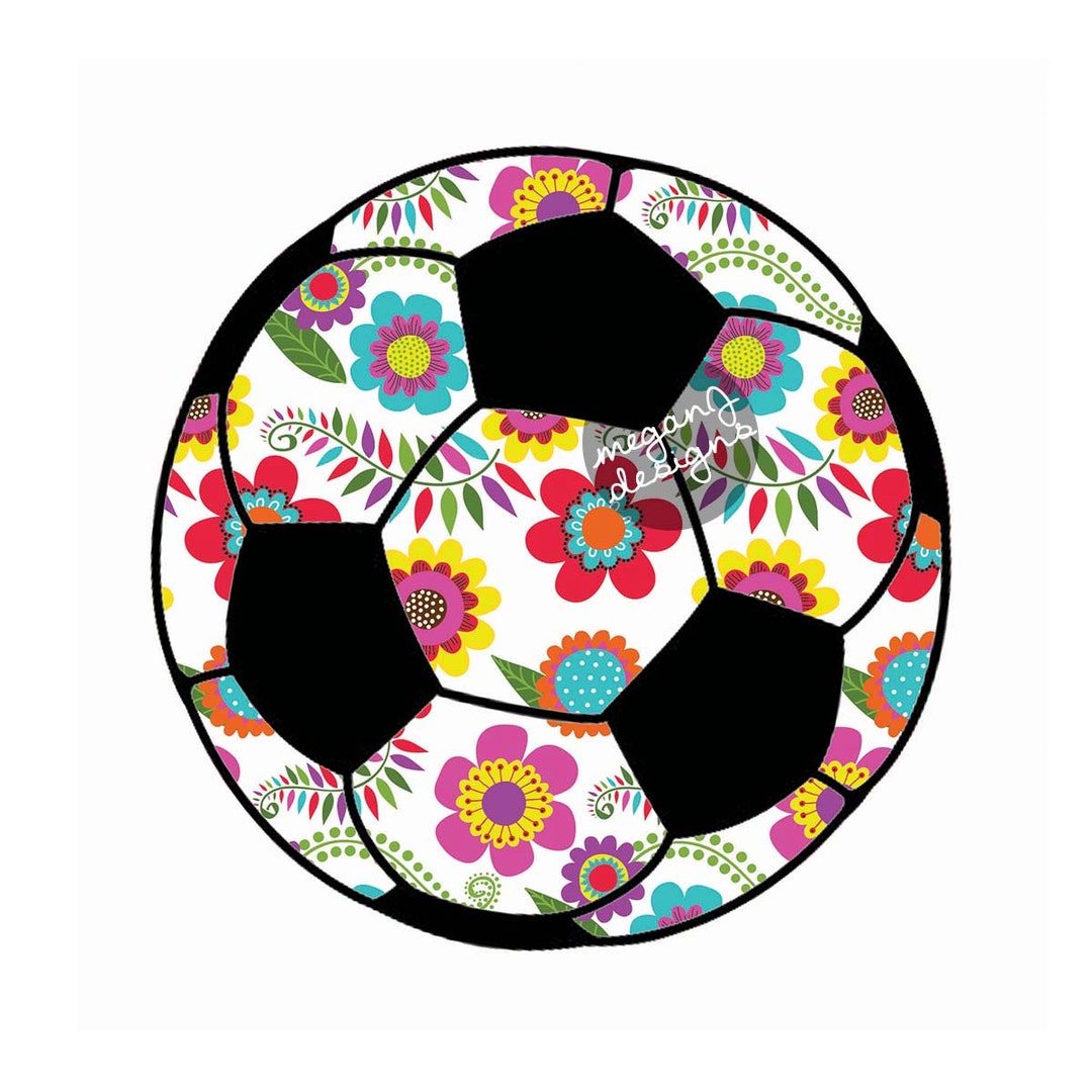 Floral Soccer Ball Decal - Colorful Flower Car Decal Sporty Laptop ...