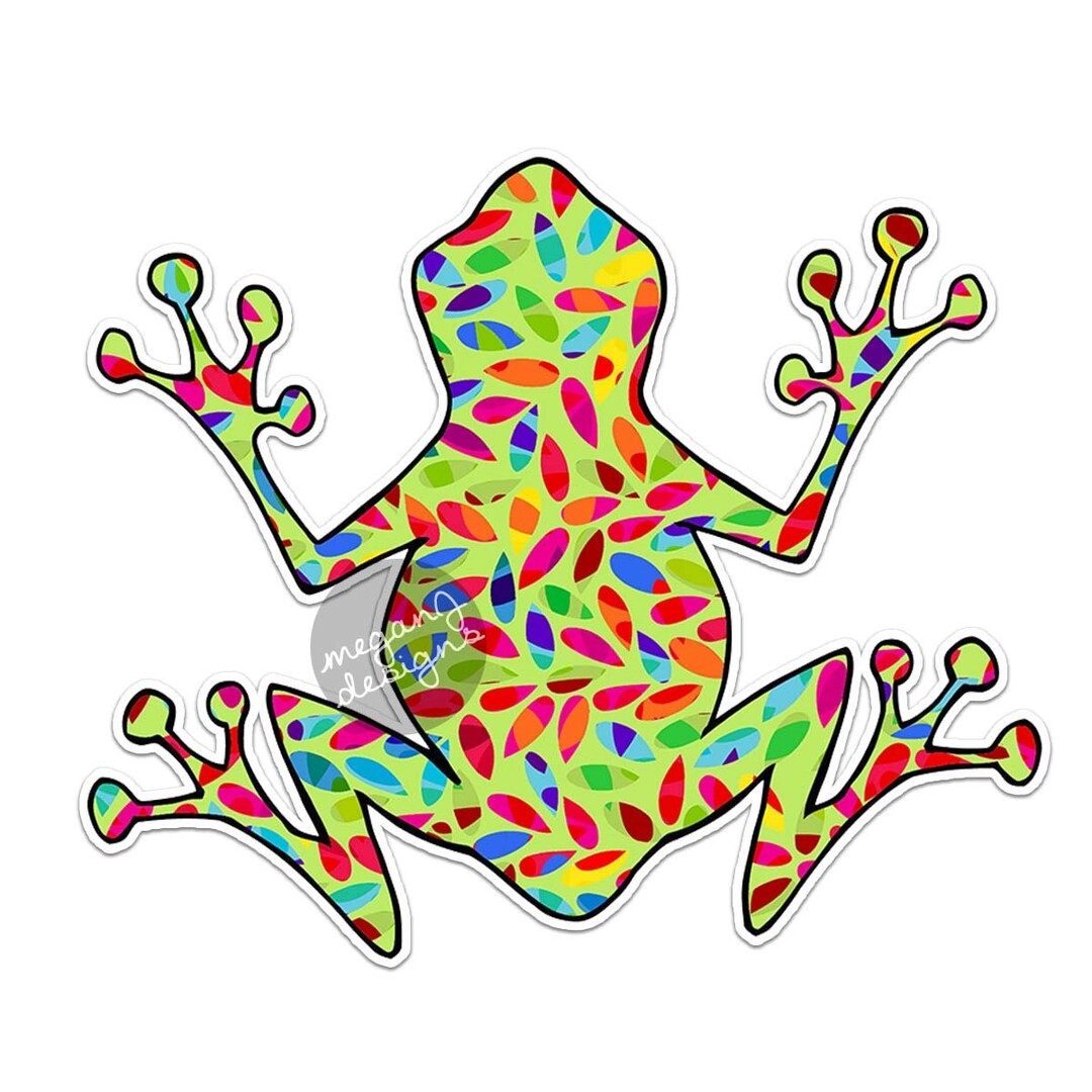 Hippie Tree Frog Decal Colorful Car Decal Vinyl Bumper Etsy