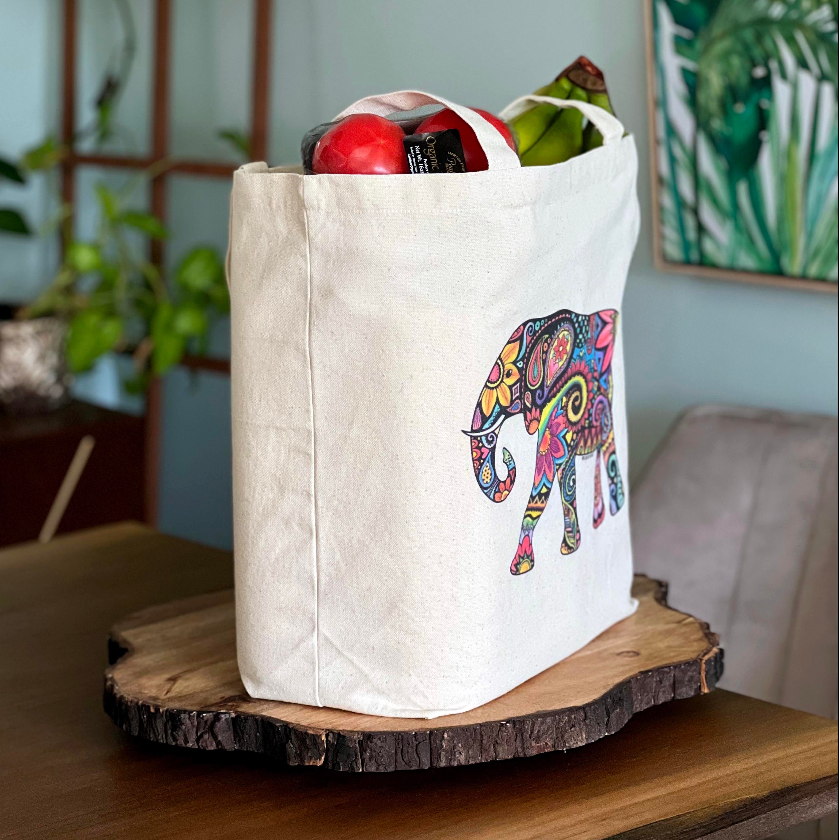 Elephant Tote Bag - Cotton Canvas Tote Bag Print Original