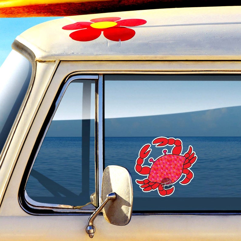 Red Crab Car Decal Colorful Geometric Triangle Pattern Red Etsy