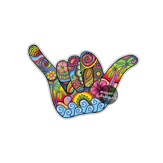 Vintage Santa Cruz Skateboard Sticker – Zombie Hawaii Shaka Hand Die-Cut Decal