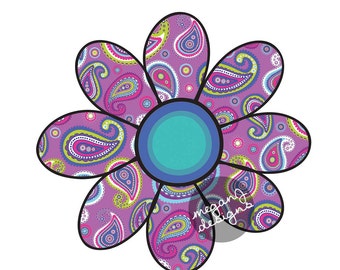 Purple Paisley Daisy Flower Car Decal - Cute Colorful Floral Bumper Sticker Laptop Decal Teal Purple Hippie Boho Cute Car Decal