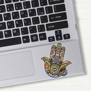 Small Hamsa Hand Sticker Multicolor Car Decal Laptop Decal Religious Amulet Wall Art Sticker Religion Yoga Happiness Luck Eye Symbol Hippie