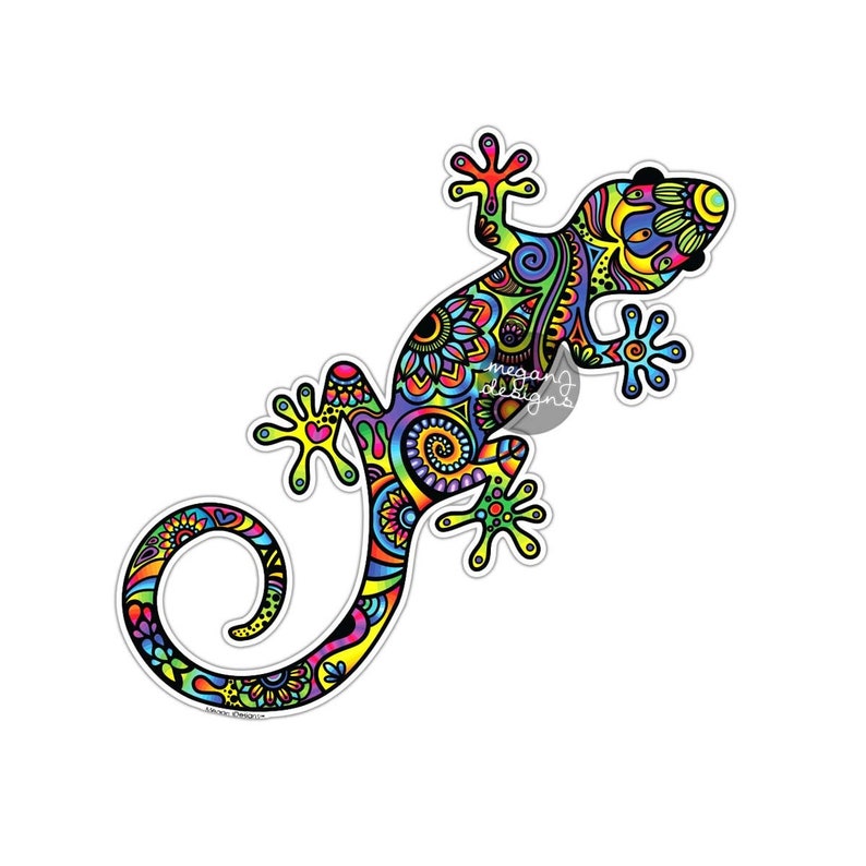 Lizard Sticker Colorful Gecko Bumper Sticker Reptile Laptop Decal Lizard Car Decal Multicolor Cute Boho Hippie Art Waterproof Tumbler zdjęcie 1