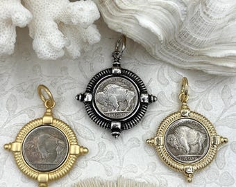 Reproduktion Buffalo Nickel Mynthänge, Pläterad Mässing & Zinklegering