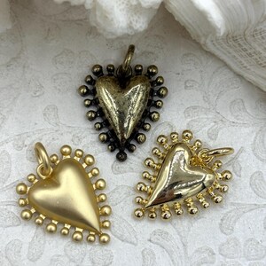 Zinc Alloy Textured Heart Charms, Large Heart Pendant, Plated Zinc Alloy Heart Charm, 30mm x 26.5mm, 7 Finishes Available, Fast Ship