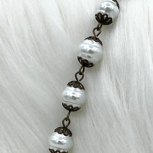 Vintage Porcelain Glass Pearl Freshwater Replica Beaded Chain,9mm Rosary Chain,White or Rose Dust.High Luster.Sold by the Foot Fast Shipping
