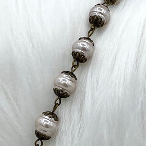 Vintage Porcelain Glass Pearl Freshwater Replica Beaded Chain,9mm Rosary Chain,White or Rose Dust.High Luster.Sold by the Foot Fast Shipping
