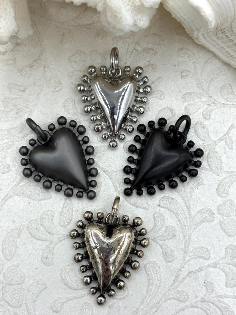 Zinc Alloy Textured Heart Charms, Large Heart Pendant, Plated Zinc Alloy Heart Charm, 30mm x 26.5mm, 7 Finishes Available, Fast Ship