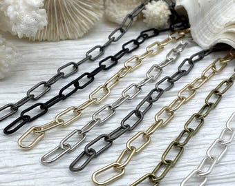 Galvanisiert Messing Paperclip Kette, ungelötete Links, Schmuckherstellung, Verkauf durch den Fuß