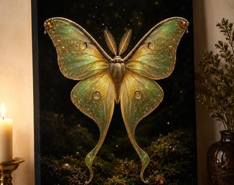 Jeweled Luna Moth Matte Canvas