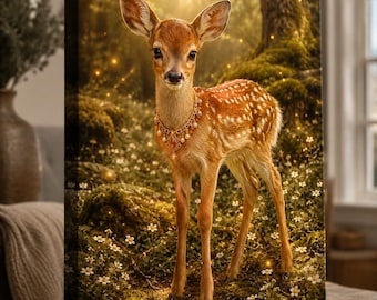 Enchanted Fawn Portrait Matte Canvas